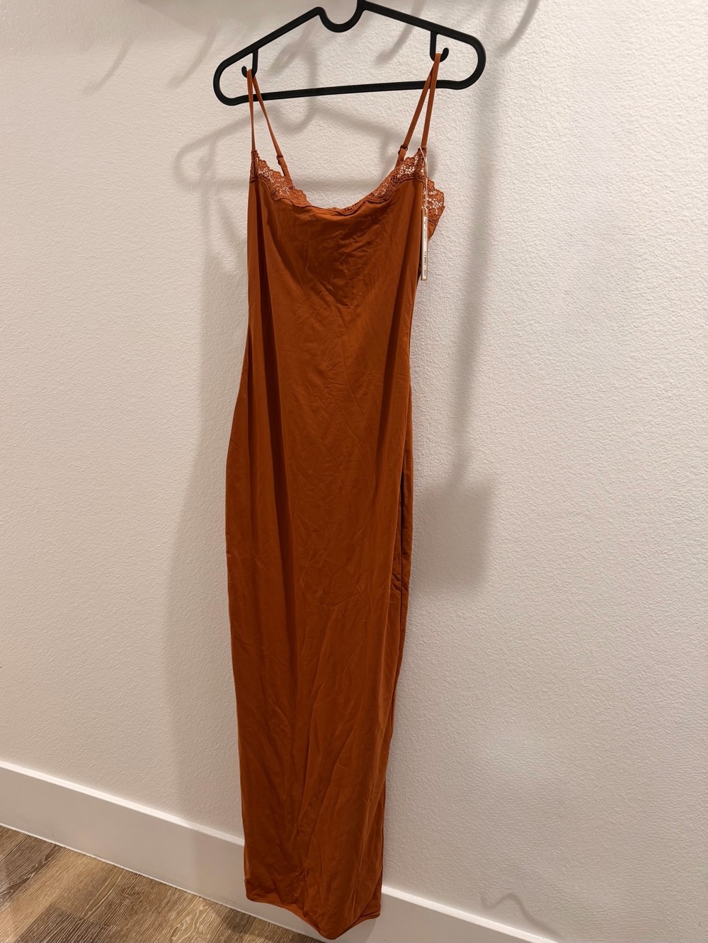 SKIMS bronze Lace-Trim Slip Maxi Dress - Picture 3 of 5